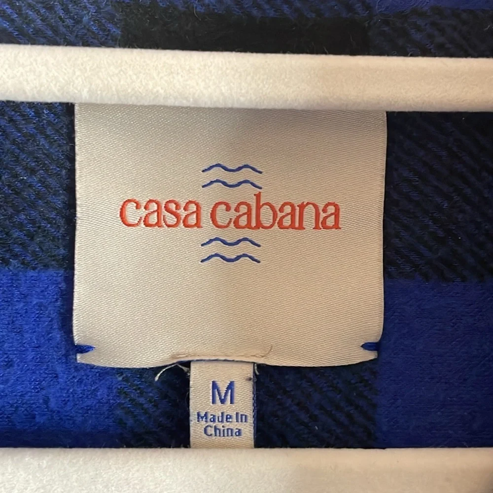 Casa Cabana Women’s Sienna Blue Black Checked Longline Shacket EUC Sz: M